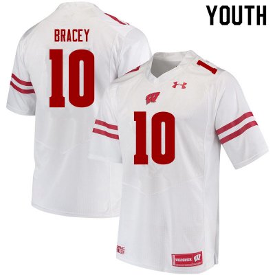 Youth Wisconsin Badgers NCAA #10 Stephan Bracey White Authentic Under Armour Stitched College Football Jersey JG31Q42PZ